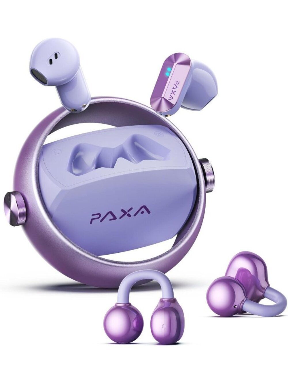 Wireless Purple Clip-On Ultra-long 140H Play Touch Control Bluetooth 6.0 Earbud